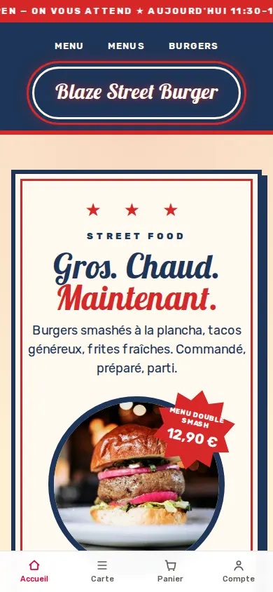 Modèle Retro Diner sur mobile